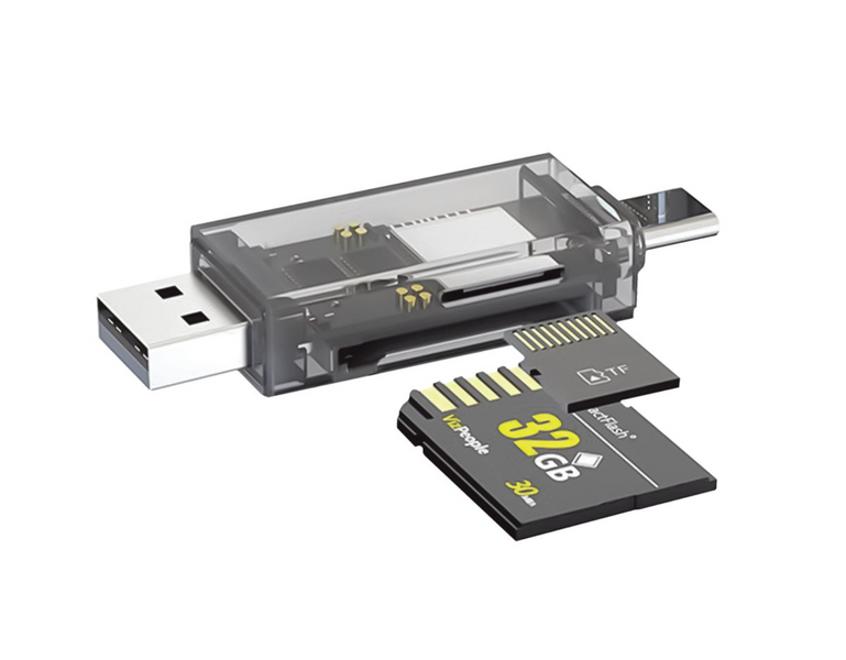 Кардрідер WALKER WCD-72 microSD, SD (вихід USB2.0, Type-C) прозорий WALKER WCD-72 фото