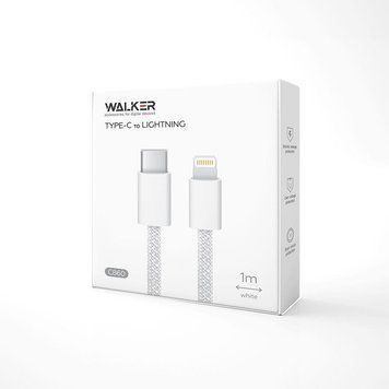 Кабель WALKER C860 Type-C to Lightning 30W white WALKER C860 1м фото