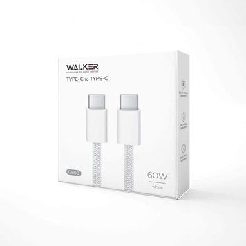 Кабель WALKER C860 Type-C to Type-C 65W white WALKER C860 1M фото